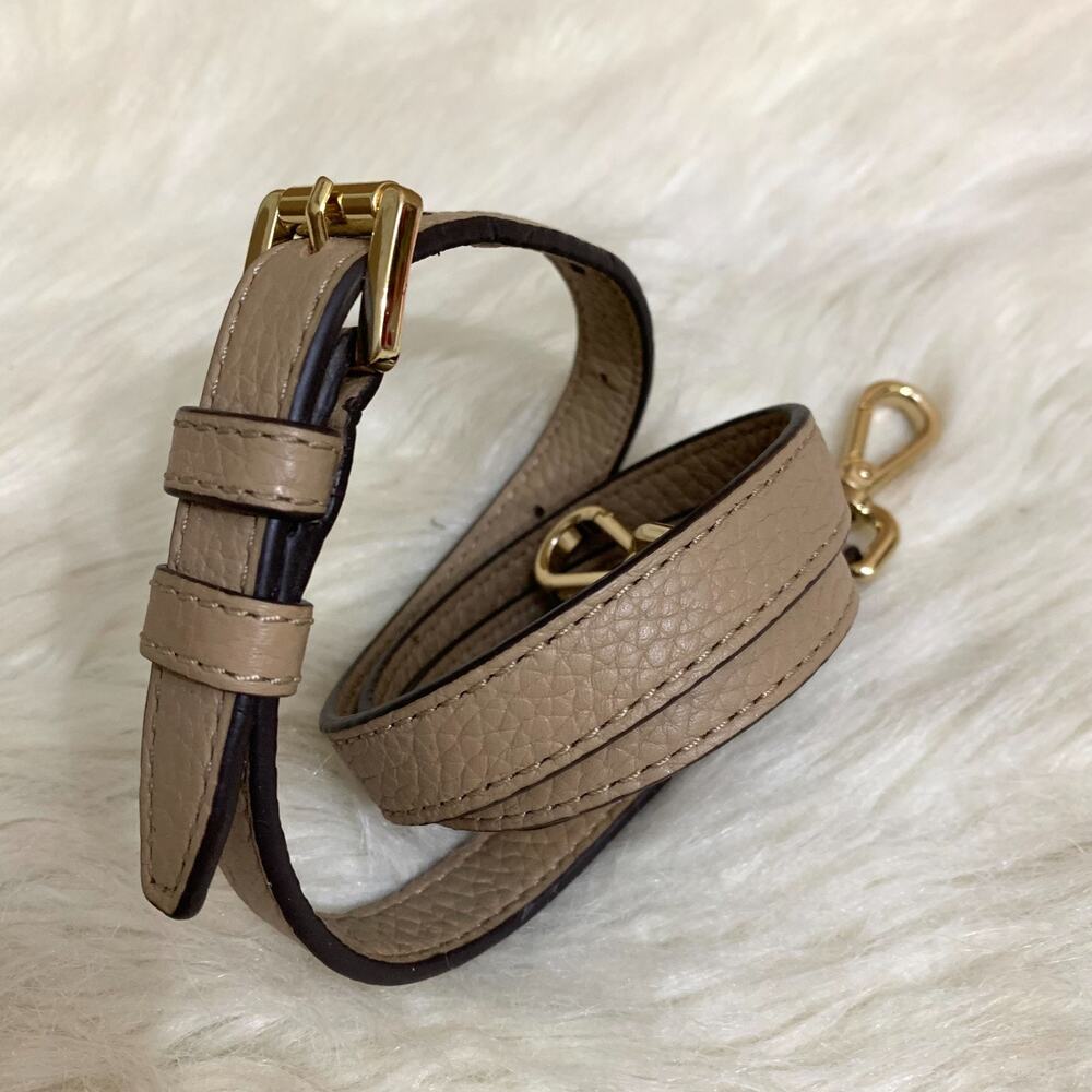 Michael Kors Taupe Pebbled Leather Adjustable Crossbody Strap with Gold Hardware